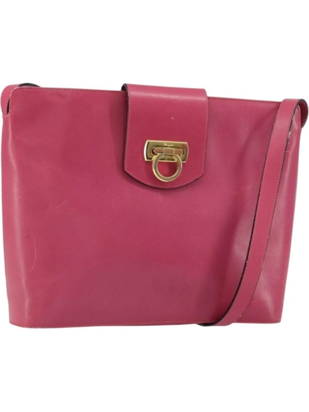 Salvatore Ferragamo Gancini Shoulder Bag Leather Pink Gold